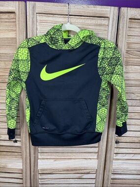 Nike Black & Neon Green Graphic Sleeve Hoodie Size S